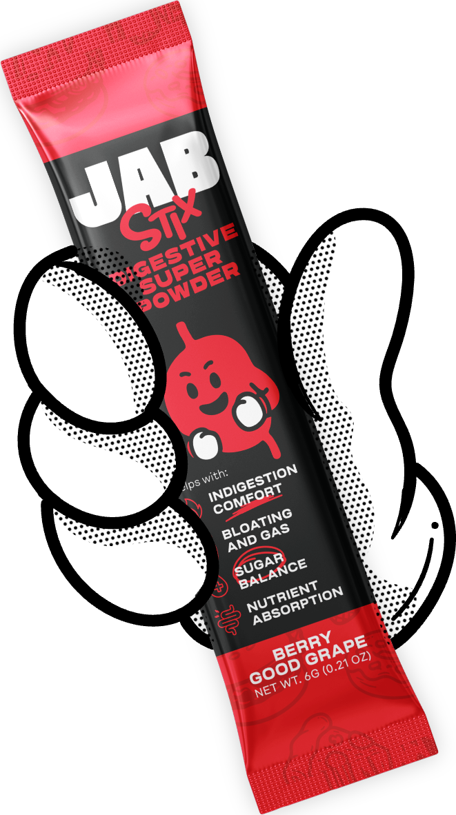 A hand holding a JAB Stix stick pack