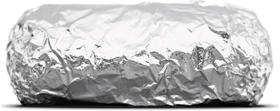 A burrito wrapped in foil